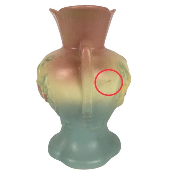 Vintage Hull Art Pottery Vase Magnolia Matte Pink Yellow Green USA Made - Picture 4 of 9